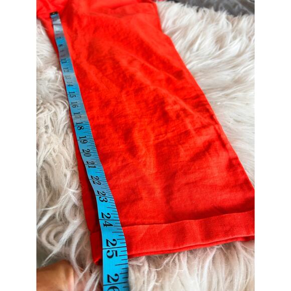 J. Crew Women’s Linen Blend Cropped Ankle Pants Beach Bohemian ‎ Red SZ 8 - Picture 10 of 10